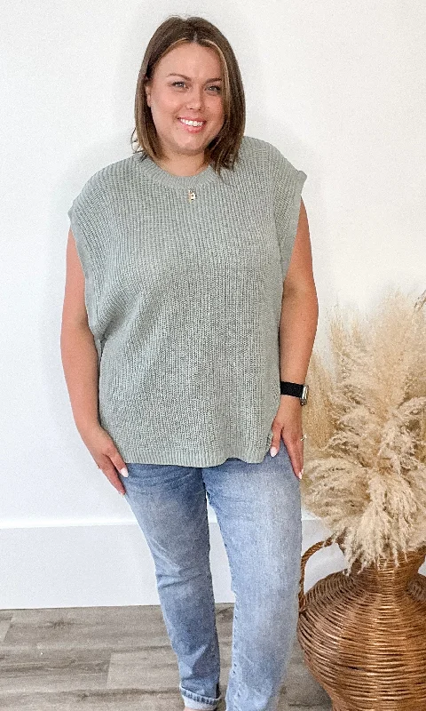 Oversized Side Tie Sweater Vest - Mint